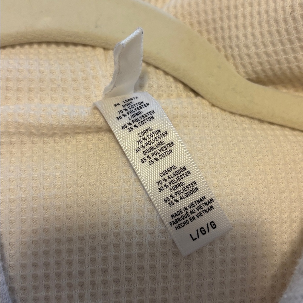 Skims Cotton Fleece Waffle Lined Cropped Zip Up Hoodie Light Heather Grey size L - Picture 2 of 5